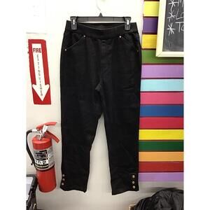 Antthony originals women’s pull on small straight black pants gold buttons